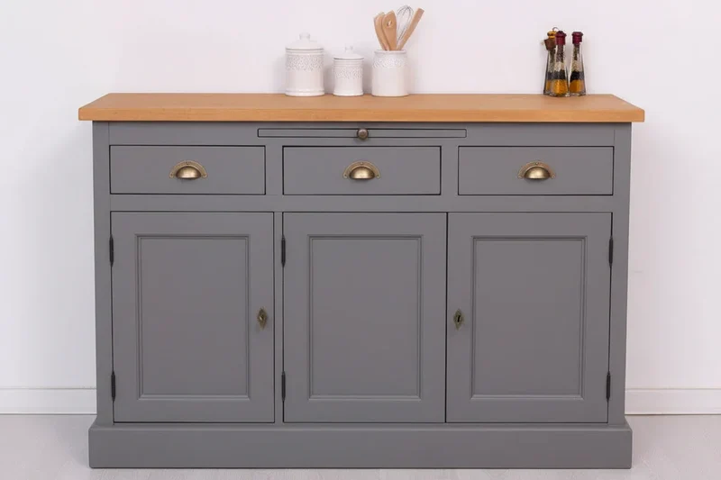 Landhaus Sideboard aus Massivholz im Landhausstil mit 3 Schubladen und Türen